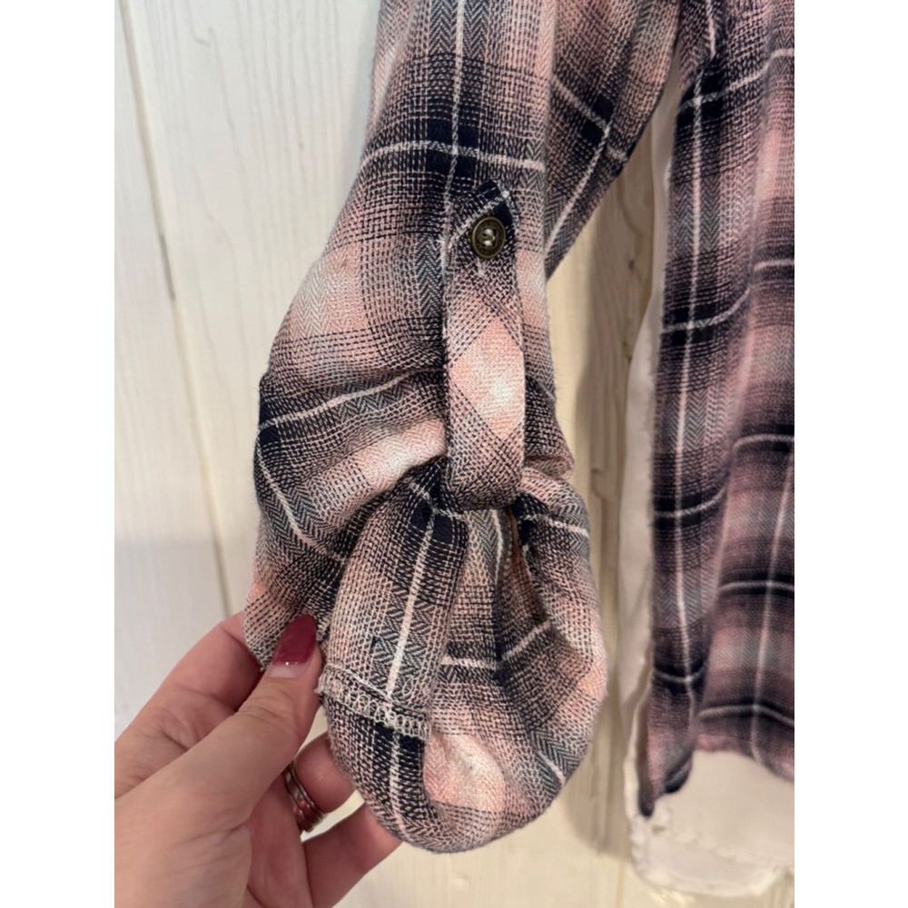 Jolt Plaid Button Down Shirt Pink Black Lace Small - Picture 5 of 12